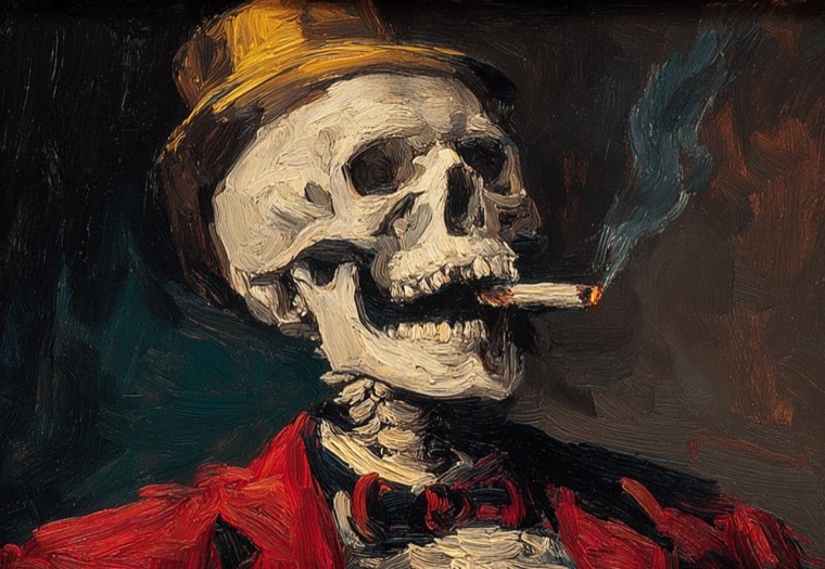 Van Gheezy Skull Cigarette Anchor Kit Oil Painting