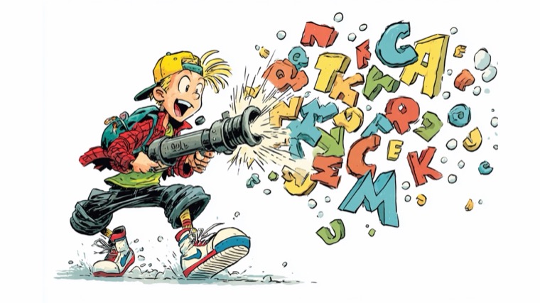 Tinab Letter Cannon Firing Alphabet Cartoon Gag