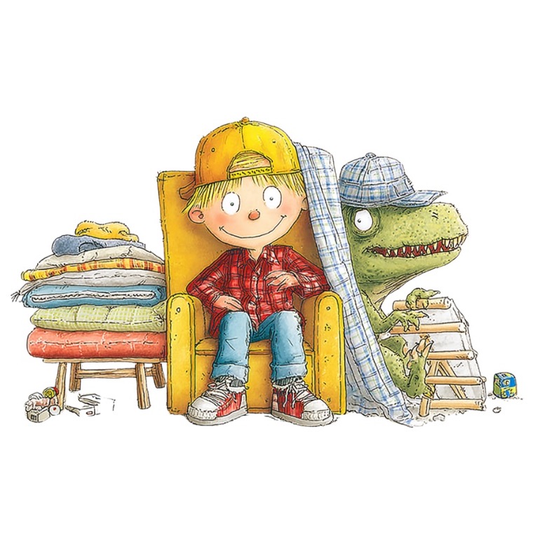 Kid Luke Yellow Chair Deloris Peeking Watercolor Storybook